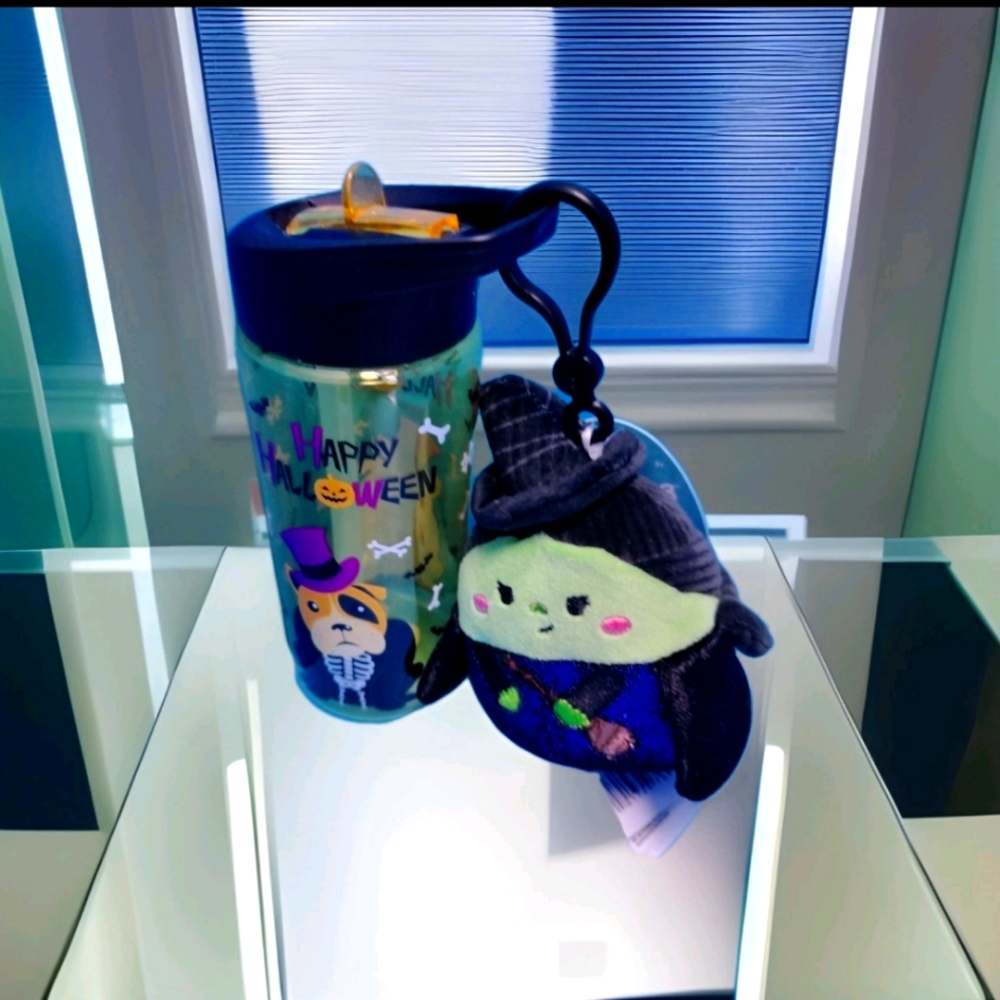 Halloween Squishmallow Wicked Elphaba 3" Clip-on With Free Yellow Water Bottle